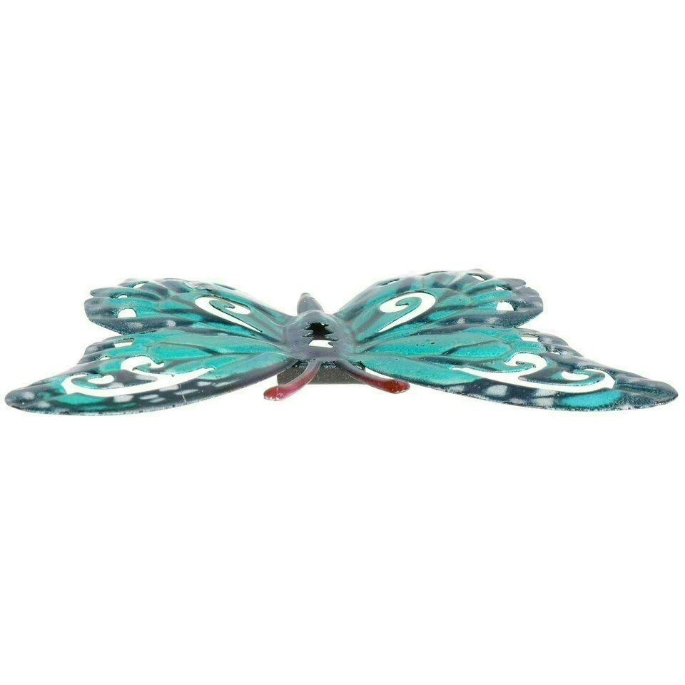 image 1 of Small Blue Metal Butterfly Garden/Home Wall Art Ornament 11x8.5cm