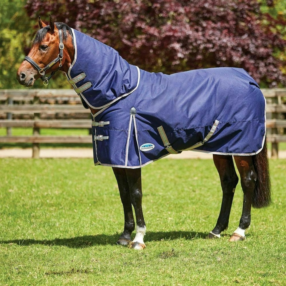 image 1 of Weatherbeeta Comfitec Essential Lite Plus Detachable Neck Horse Turnout Rug - Navy/Silver/Red - 6´ 6"