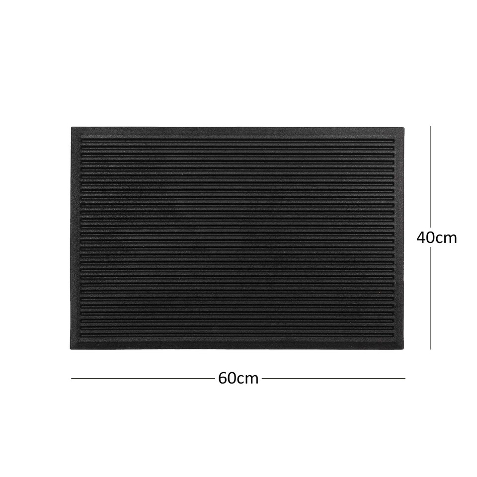 image 1 of Nicoman Ribbed Harmony Entrance Doormat 60x40cm | Black | 60x40cm