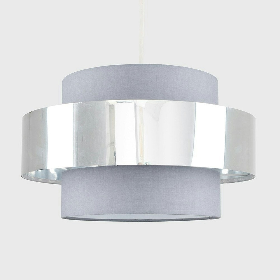 image 1 of ValueLights Matildo Grey Chrome Ceiling Pendant Shade | Grey