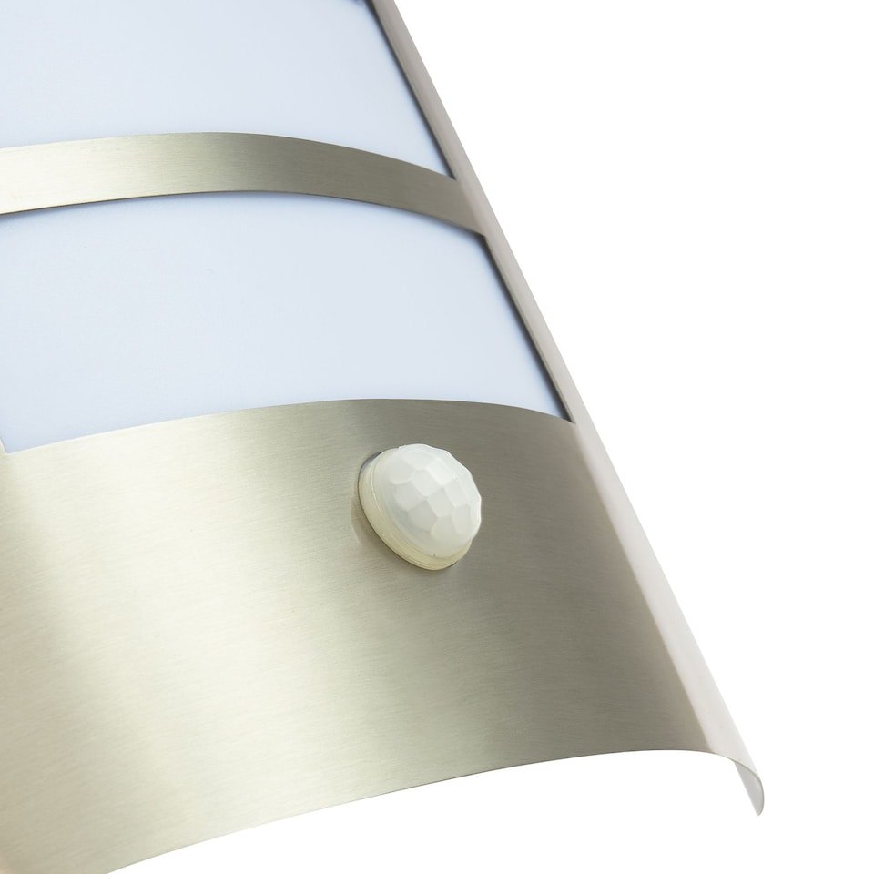 image 1 of Modern Outdoor IP44 Stainless Steel Flush Wall Lamp Fitting with PIR Sensor | Silver | Stainless Steel | 1