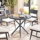 image 7 of Outsunny Garden Table, 85cm Round Outdoor Dining Table with Steel Frame, Wood Effect Top, for Balcony, Deck, Dark Grey | Grey