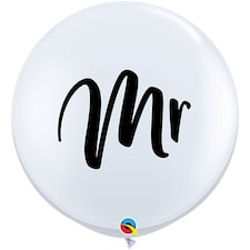 Mr White Jumbo Round Latex Balloons 91cm / 36 in - Pack of 2