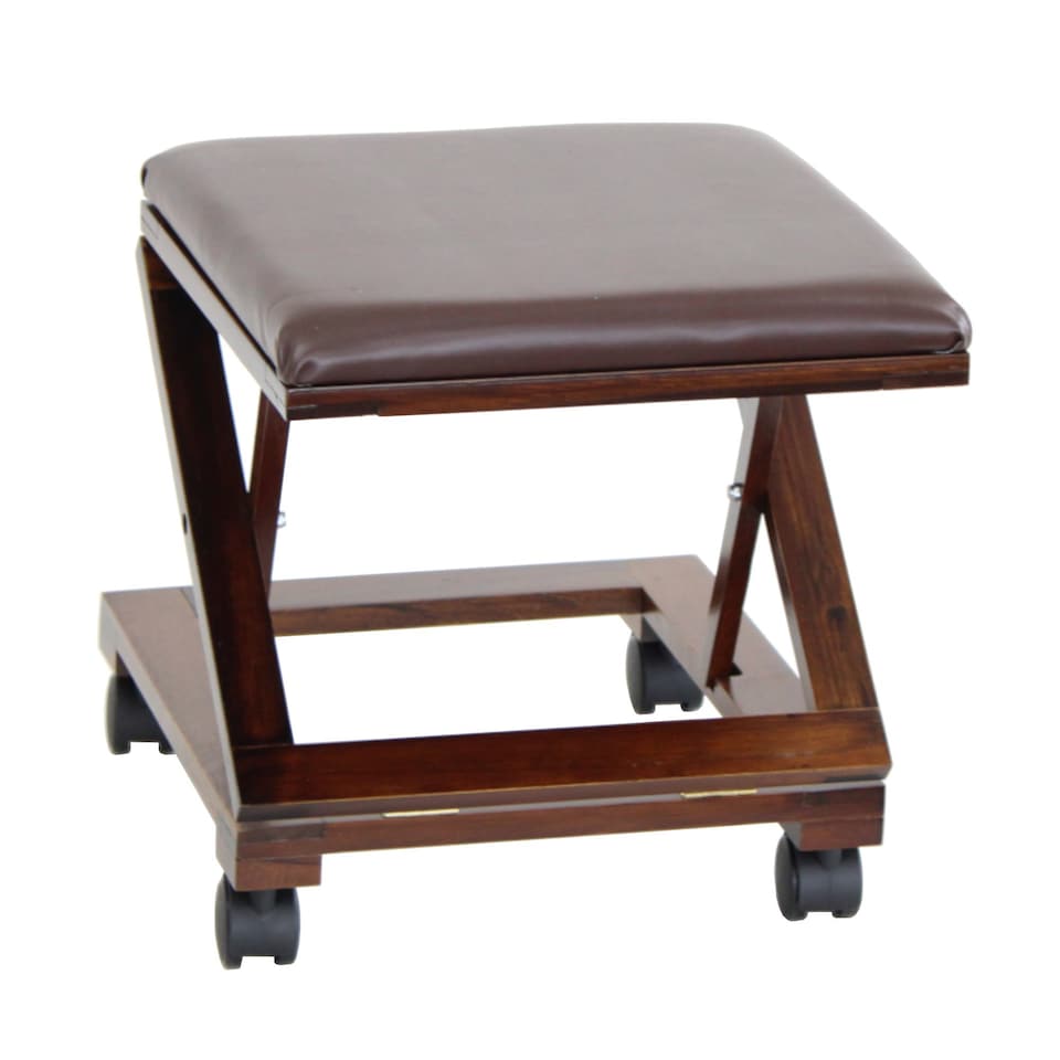 image 1 of Folding Leather Cushion Padded Footstool Foot Rest