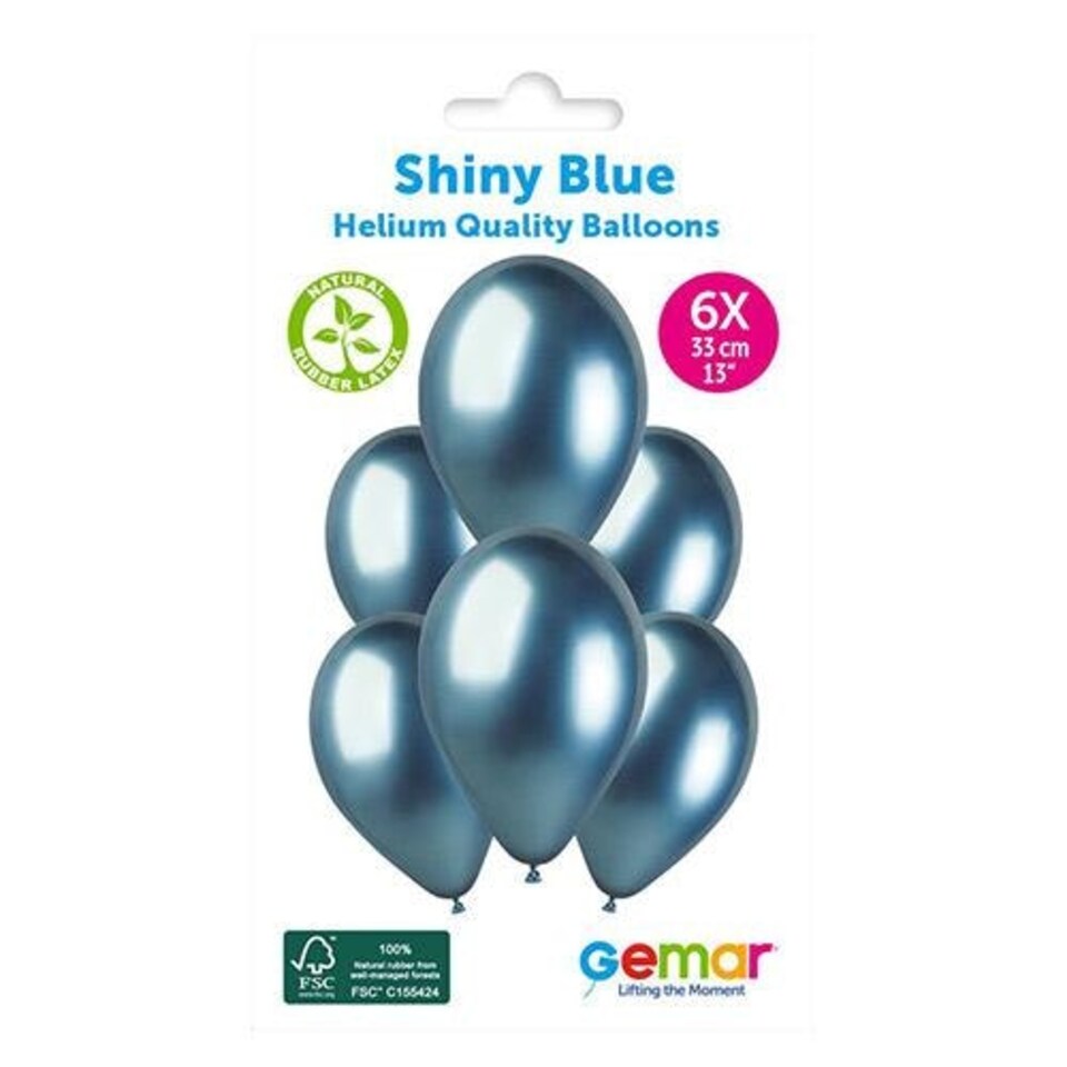 image 1 of Shiny Blue Bio Latex Balloons 33cm / 13 in - Pack of 6
