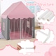 image 6 of COSTWAY Kids Playhouse Tent w/ Washable Mat & Star Lights-Pink