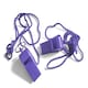 image 1 of Bag of 100 Purple Plastic Whistles with Lanyard Neck Cord