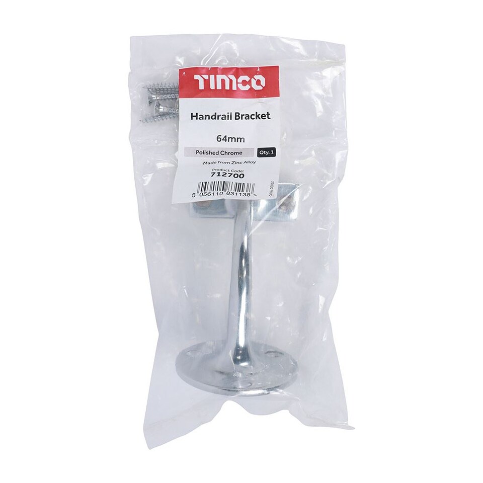 image 1 of Timco - Handrail Bracket - Polished Chrome (Size 64mm - 1 Each)