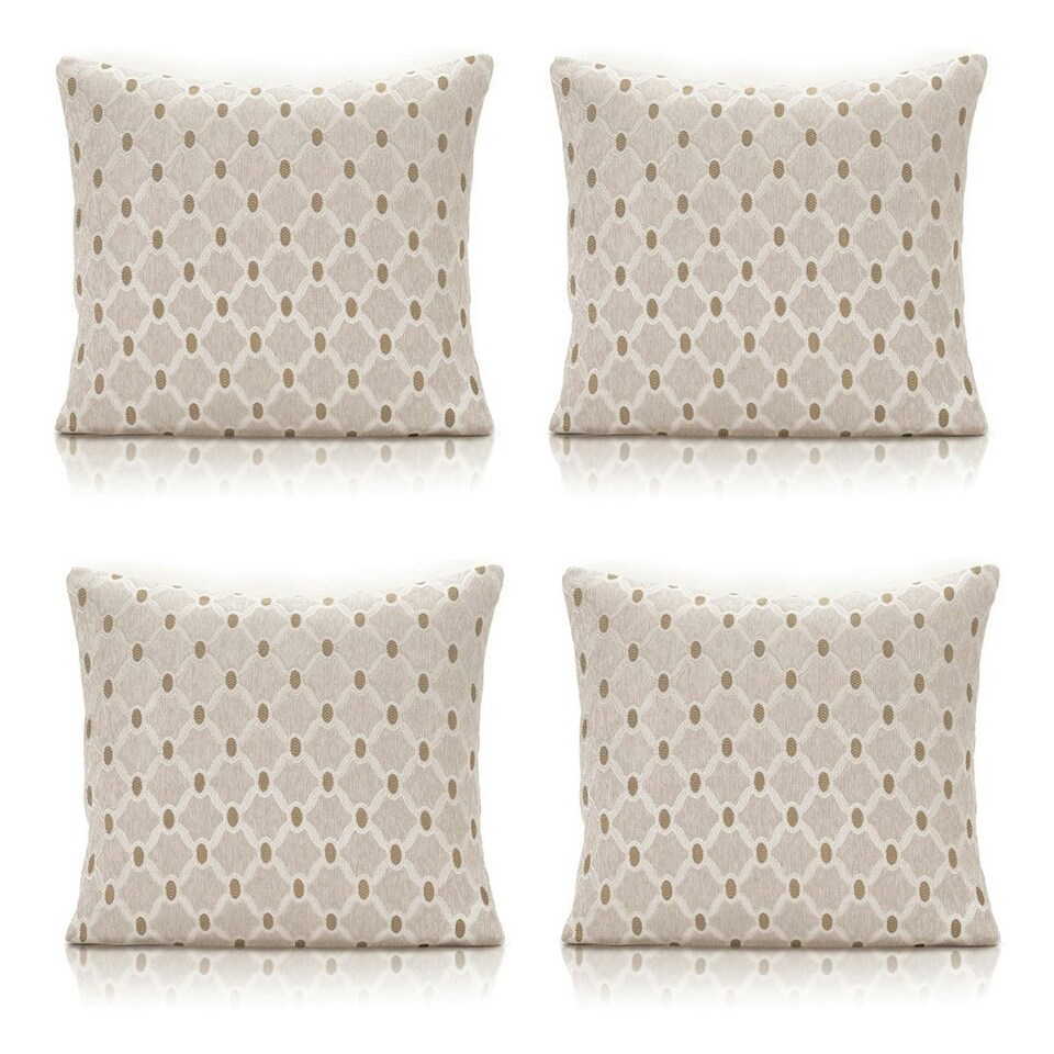 image 1 of Berkeley Geometric Chenille 45cm x 45cm Cream Cushion Set of 4 Cream | Cream & Beige | 45cm x 45cm x 10cm