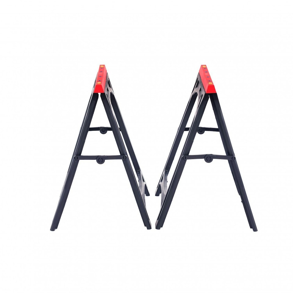 image 1 of Oypla 2x Heavy Duty Folding Plastic Saw Horse Trestle Stands 150kg Black