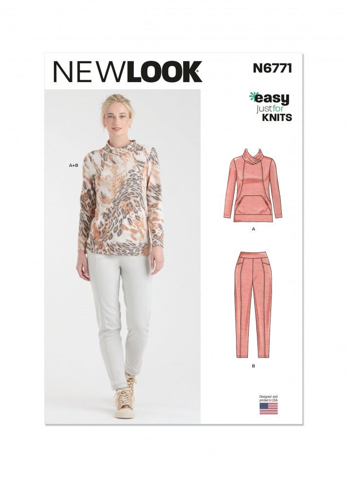 New Look 6771 Paper Sewing Pattern – Women’s Tops, Sweaters & Trousers, Size A (XS–S–M–L–XL–XXL), Easy