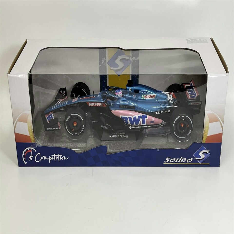 image 1 of Fernando Alonso #14 Alpine A522 Monaco GP 2022 1:18 Scale Solido 1808803
