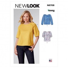 New Look 6708 Paper Sewing Pattern – Women’s Top, Size A (6–8–10–12–14–16–18), Easy