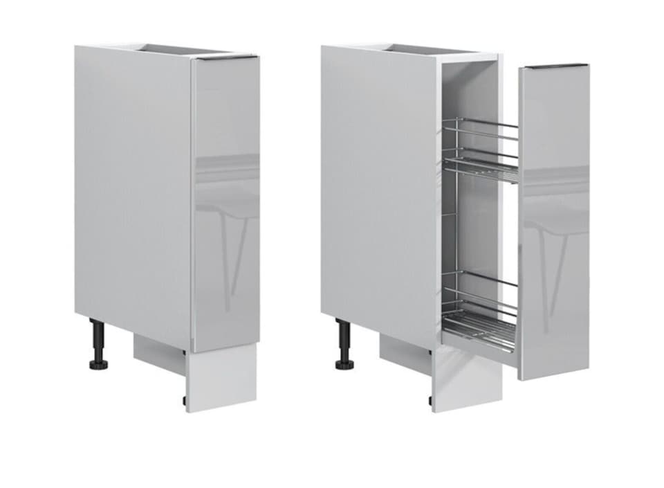 image 1 of Kitchen Cabinet Pull Out Storage Basket 200mm Unit Modern Grey Gloss Base Storage Cupboard Star