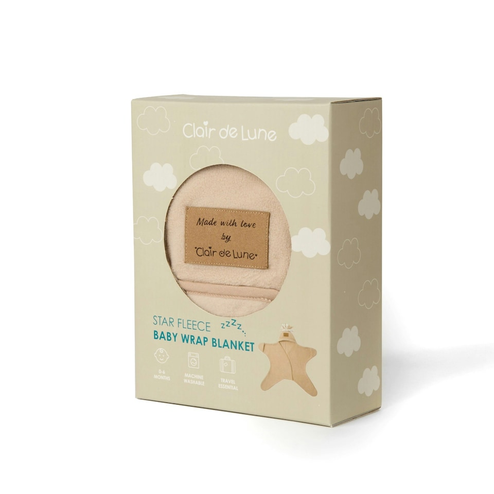 image 1 of Clair de Lune Star Fleece Wrap Blanket 0-6 Months - Oatmeal