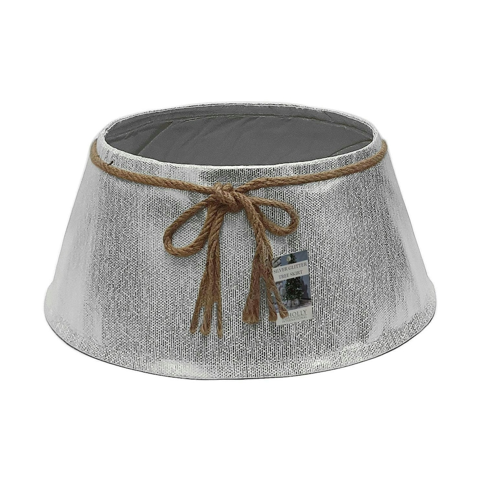 image 1 of Holly International Silver Shimmer Christmas Tree Skirt Collar