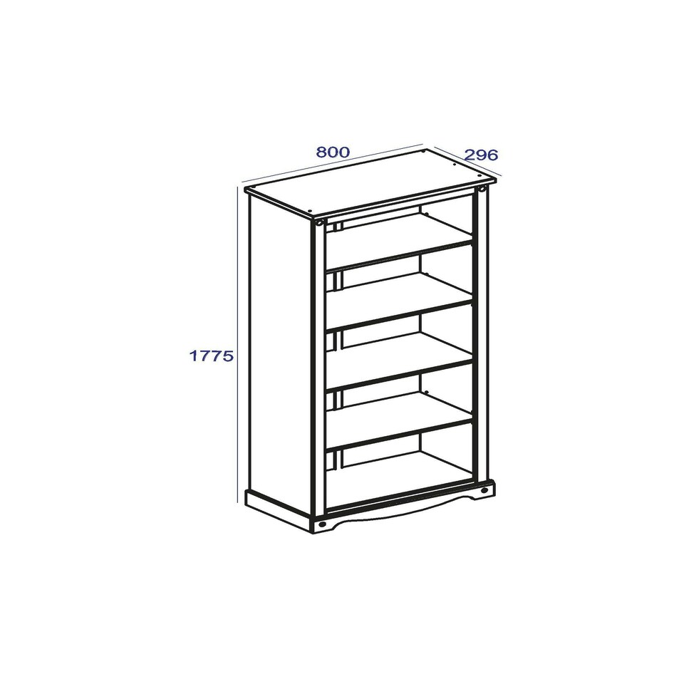 image 1 of Core Products Corona Grey Tall Bookcase H176.6cm x W80.0cm x D29.6cm Grey