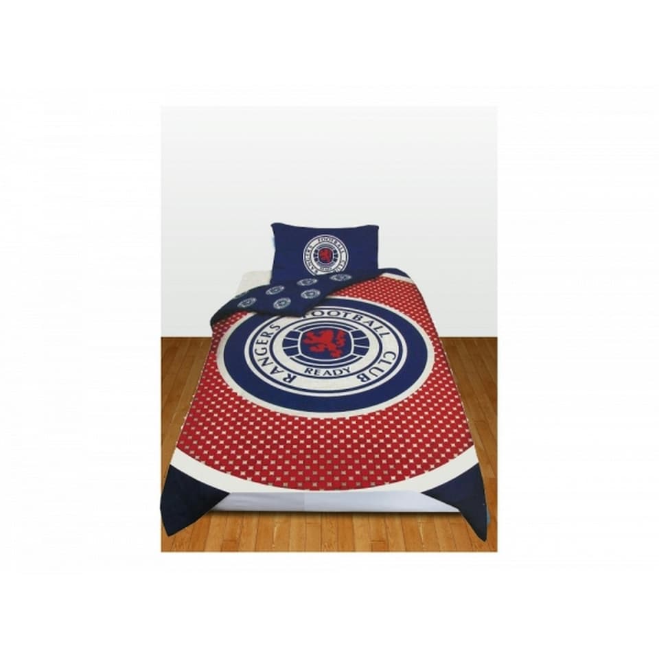 image 1 of Rangers FC Official Football Crest Reversible Double Duvet And Pillow Case Set - Red/White/Blue - One Size