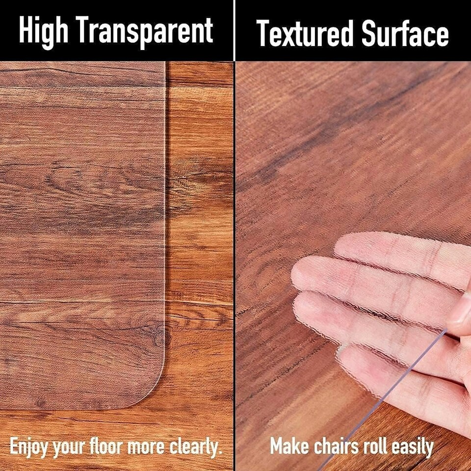 image 1 of Clear Chair Mat for Hard Floors, 90x120cm Rectangular, High Impact Strength, Non-Slip, Non-Recycling Material Clear