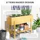 image 3 of Outsunny Wooden Raised Bed w/ Bed Liner, Storage Shelf