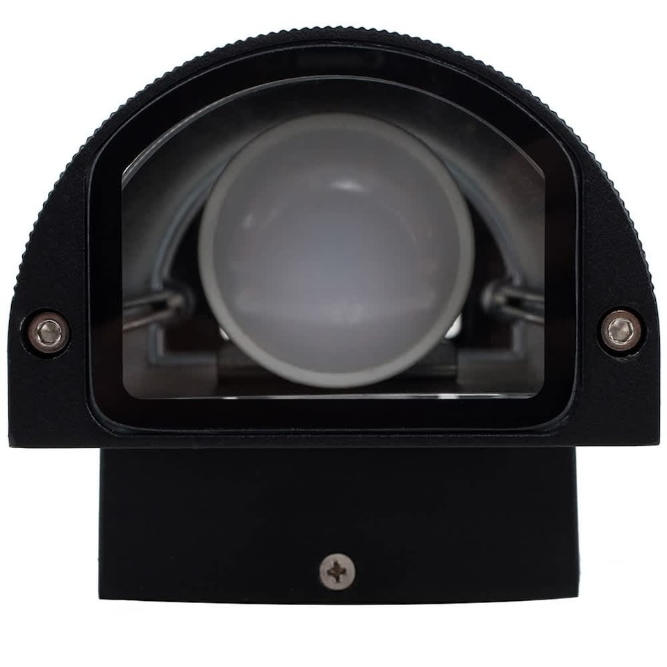 image 1 of ValueLights Ryston Black Aluminium Ribbed Glass Outdoor Wall Light