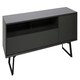 image 2 of Carbon TV-Stand with 1 Flap and 1 Door Grey Black | Black and Grey