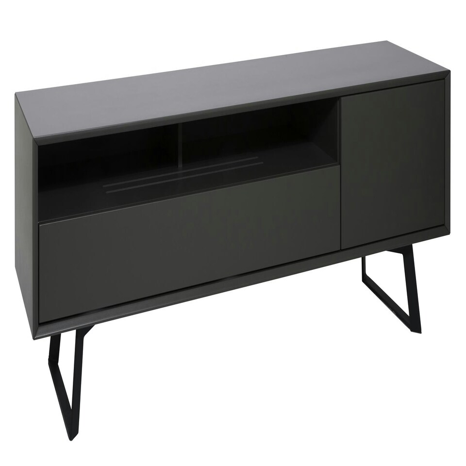image 1 of Carbon TV-Stand with 1 Flap and 1 Door Grey Black | Black and Grey
