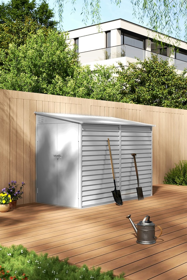 image 1 of Living and Home Outdoor Steel Storage Shed - White 270*144*202cm | White