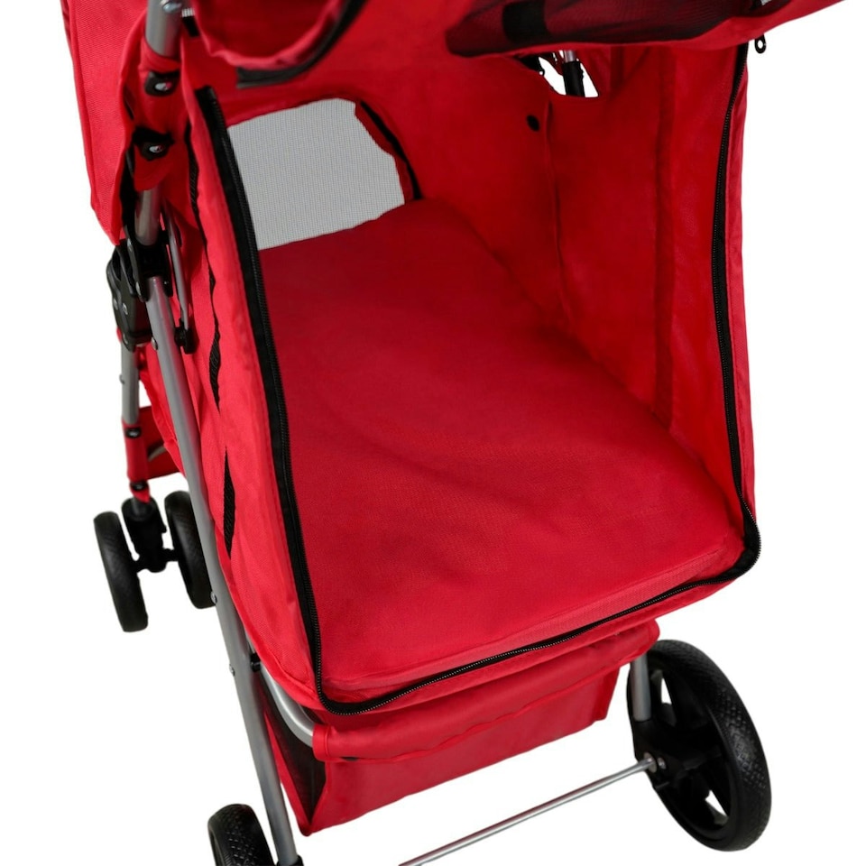 image 1 of Pet Stroller with Rain Cover – Red | Multi | One Size