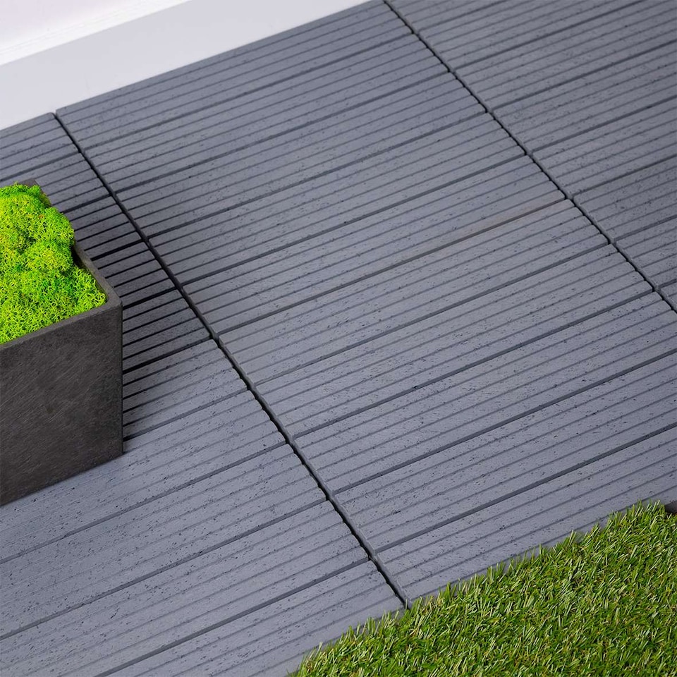 image 1 of Cosmo Garden Patio Cosmopolitan Decking Tiles - Light Grey | Grey | Light Grey | Pack of 1