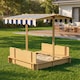 image 7 of Outsunny Kids Square Wooden Sandpit, Children Sandbox Outdoor Playset | Yellow | Natural, Blue