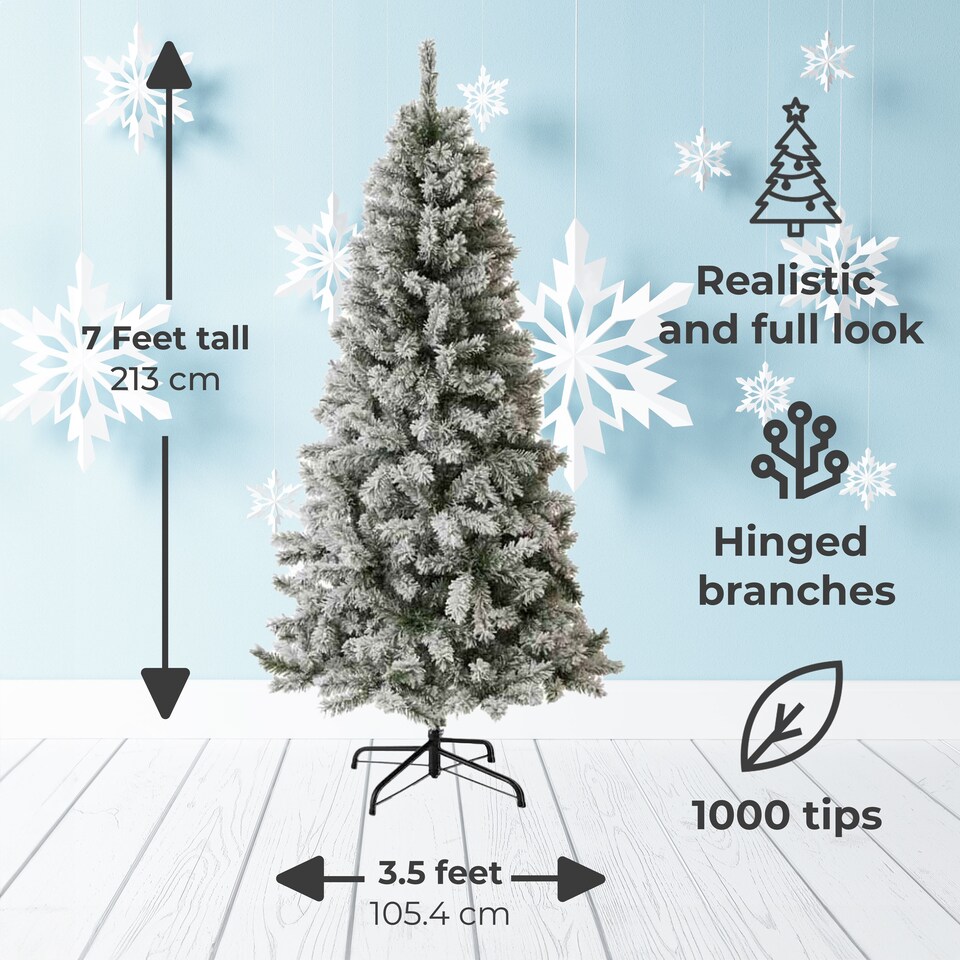 image 1 of Scandinavian 7ft White Spruce Fir Artificial Christmas Tree | Green