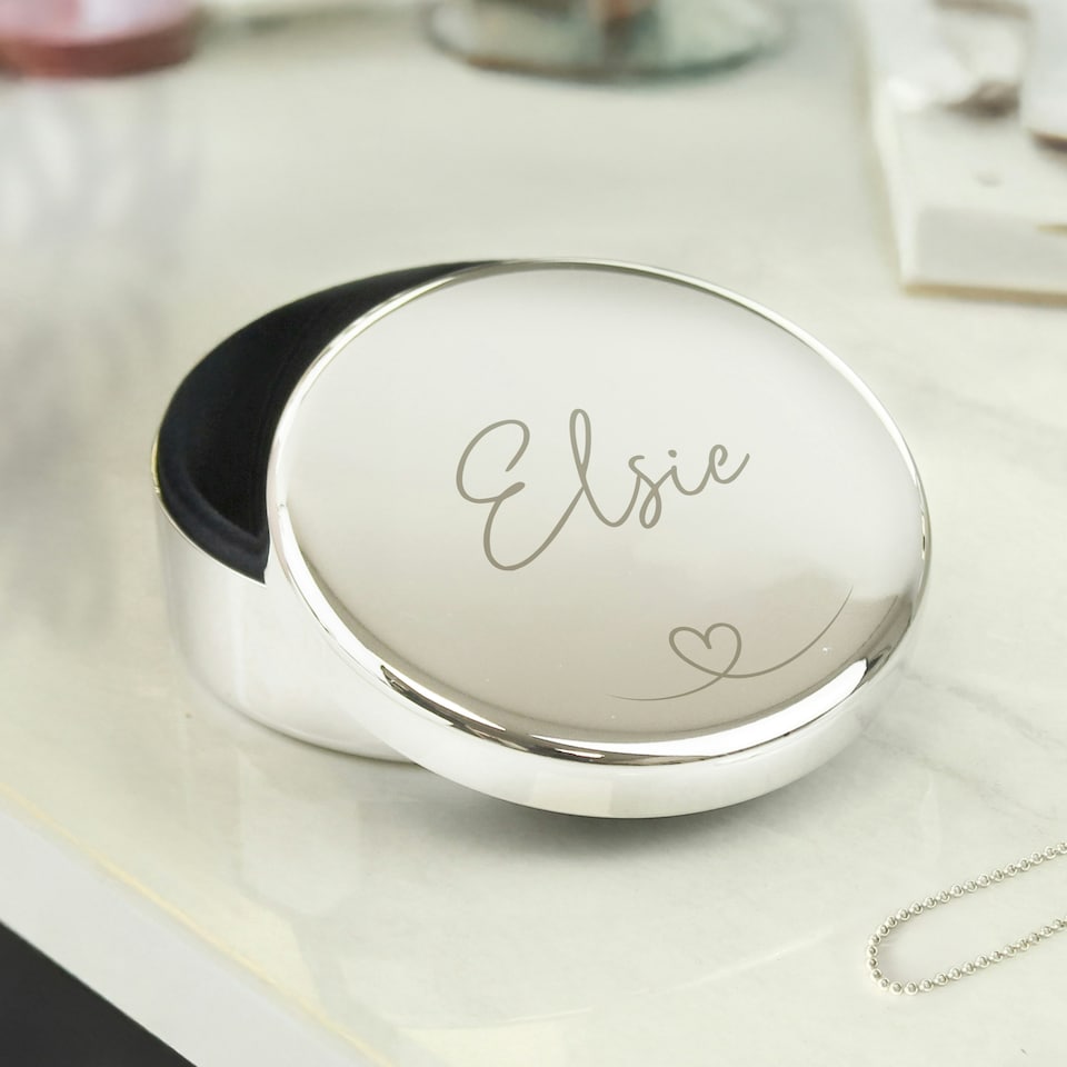 image 1 of Personalised Heart Round Trinket Box