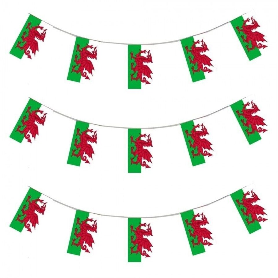 image 1 of Wales Flag Party Bunting 10m with 20 Flags