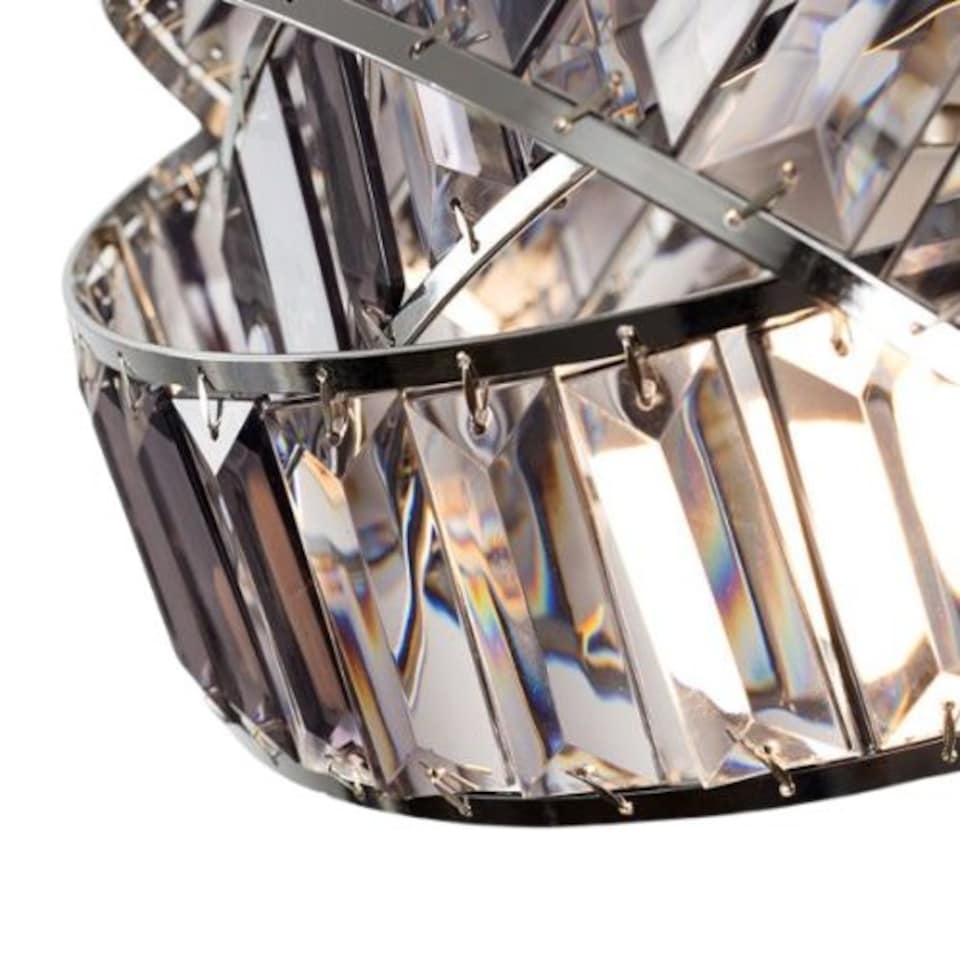 image 1 of Crystal 3 Tier Interlocking Lamp Shade 31cm - Grey | Grey | 4 - Grey | 4