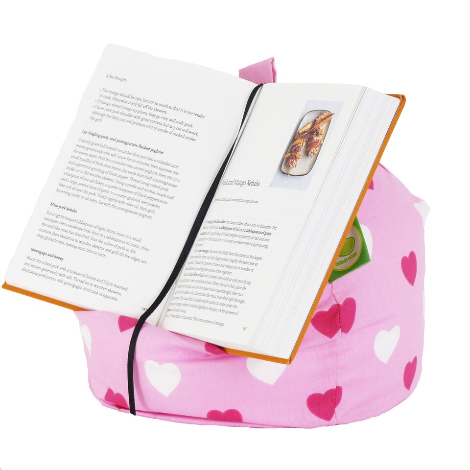 image 1 of Bean Lazy Pink Hearts Tablet eReader and Book Mini Bean Bag