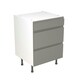 image 1 of 3 Drawer Base Unit 600mm w/ J-Pull Cabinet Door - Ultra Matt Dust Grey Grey | Ultra Matt Dust Grey