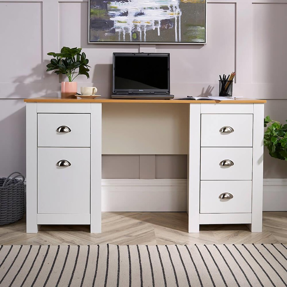 image 1 of Computer Desk Study Table Home Office Workstation Furniture | White