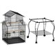 image 6 of Yaheetech 140 cm Tall Triple Roof Rolling Bird Cage with Detachable Stand Black
