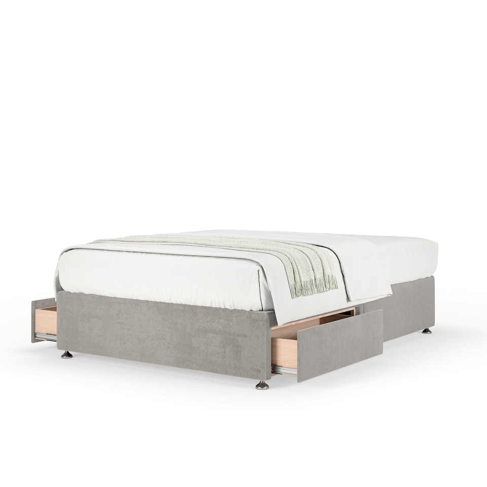 image 1 of Signature Platinum 2000 Pocket Sprung Seal Grey Naples Velvet 2 Drawer Divan Set King Size