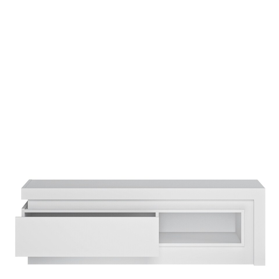 image 1 of Lyon 1 Drawer TV Cabinet with Open Shelf in White and High Gloss
