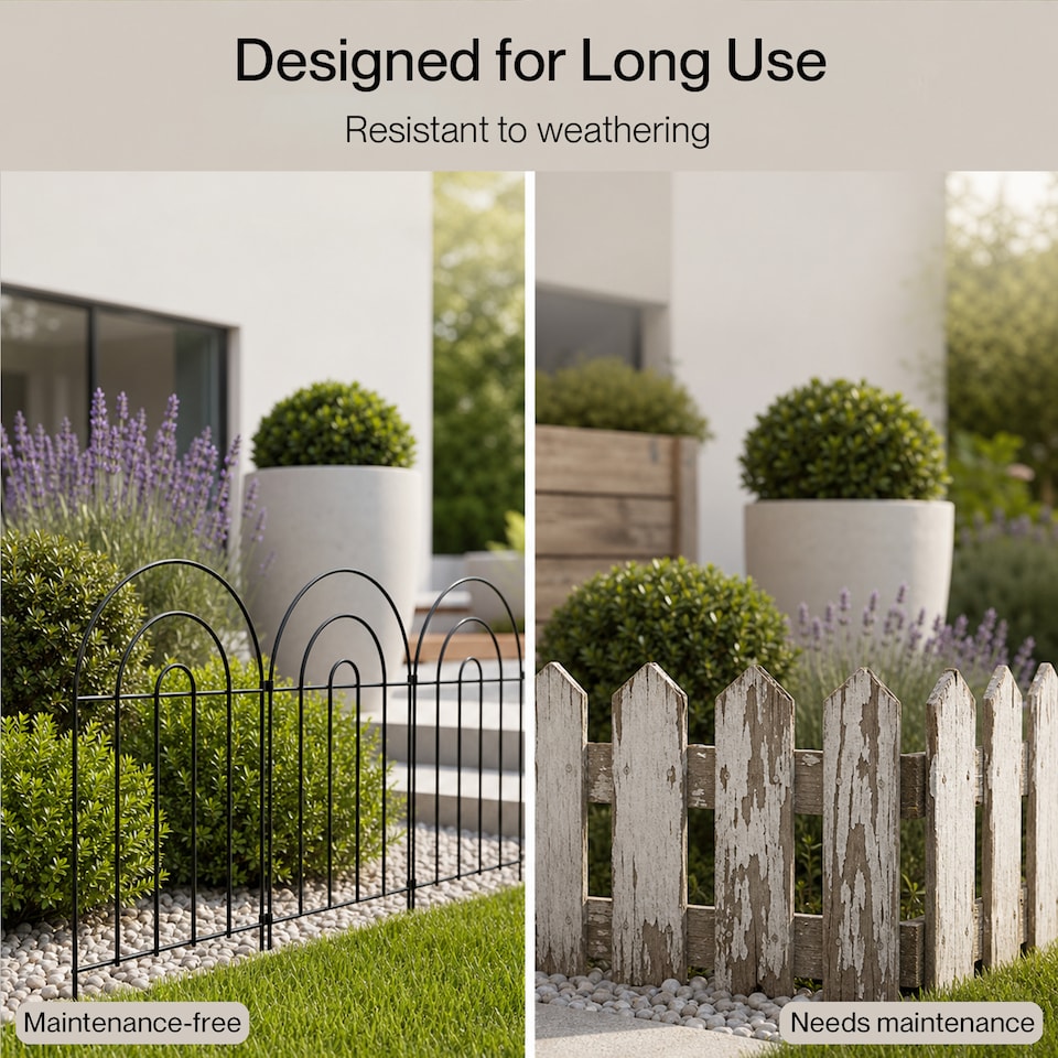 image 1 of Mountview Garden Fence 10pc Metal Dog Fence Picket Fence Black Steel