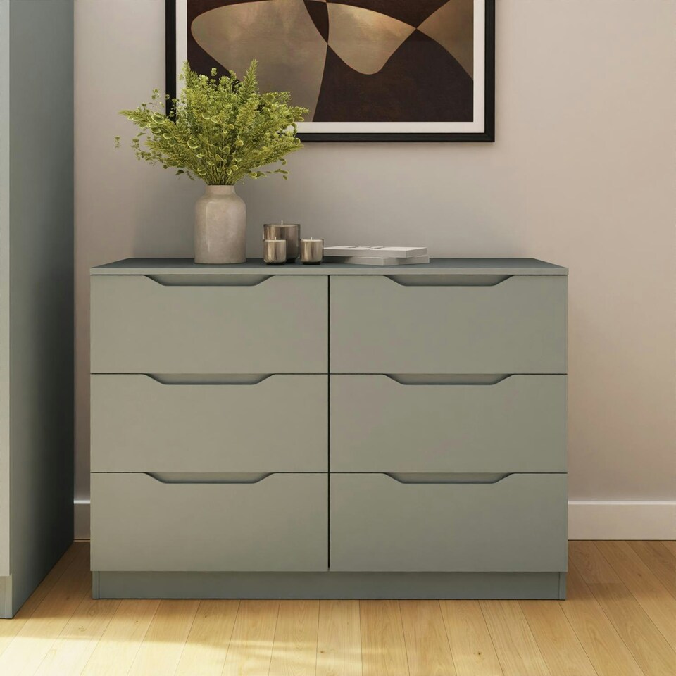 image 1 of Luno 6 Drawer Chest Of Drawers - Ash Green