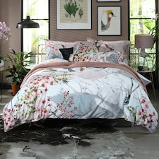 Tsuru Nichi Duvet Cover Set – 100% Cotton, 200 Thread Count, Digital Print & Piped Edge Multi | Multicoloured | Double