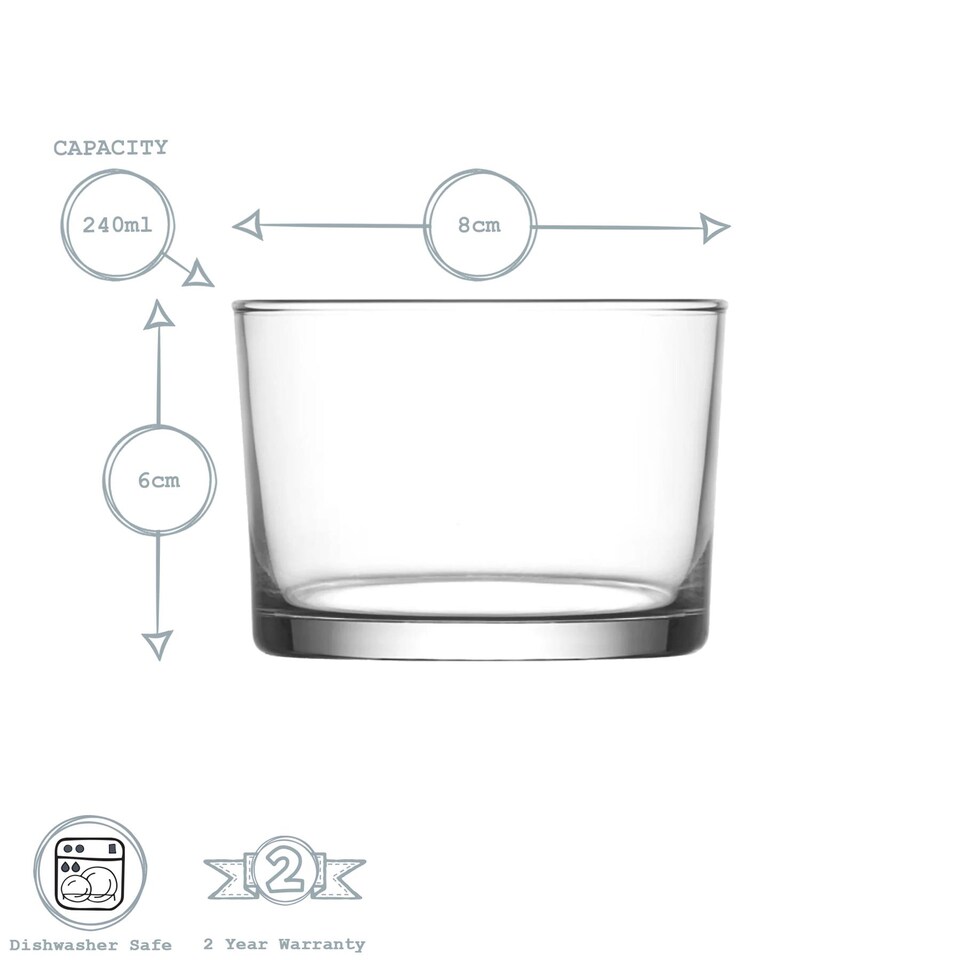 image 1 of LAV Bodega Whisky Glasses - 240ml - Clear - Pack of 6 | Clear | Clear