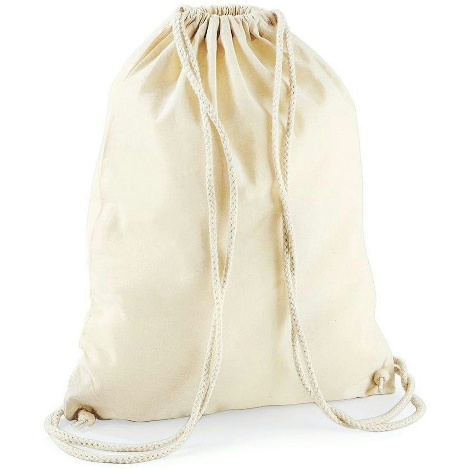 image 1 of Westford Mill Cotton Gymsac Bag - 12 Litres - Natural - One Size Cream | One Size