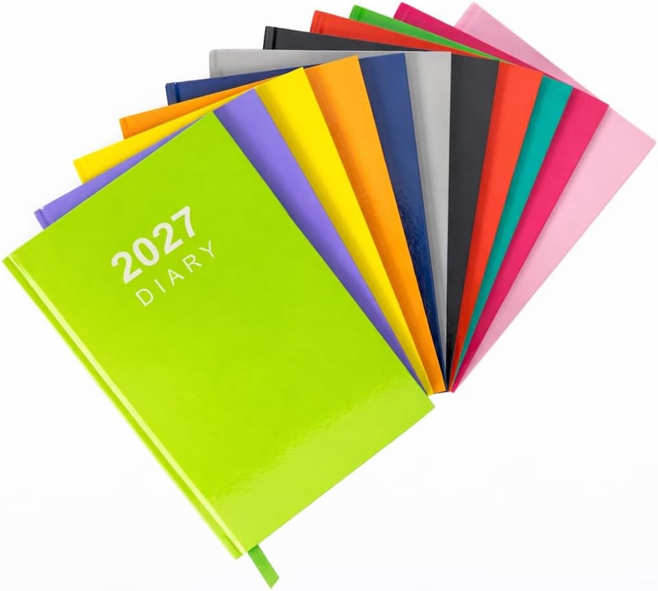 image 1 of 2027 Diary A5 Week to View - Hardback Planner Organiser with Ribbon Bookmark - Weekly Appointment Journal Notebook (Lime) | Green | Lime