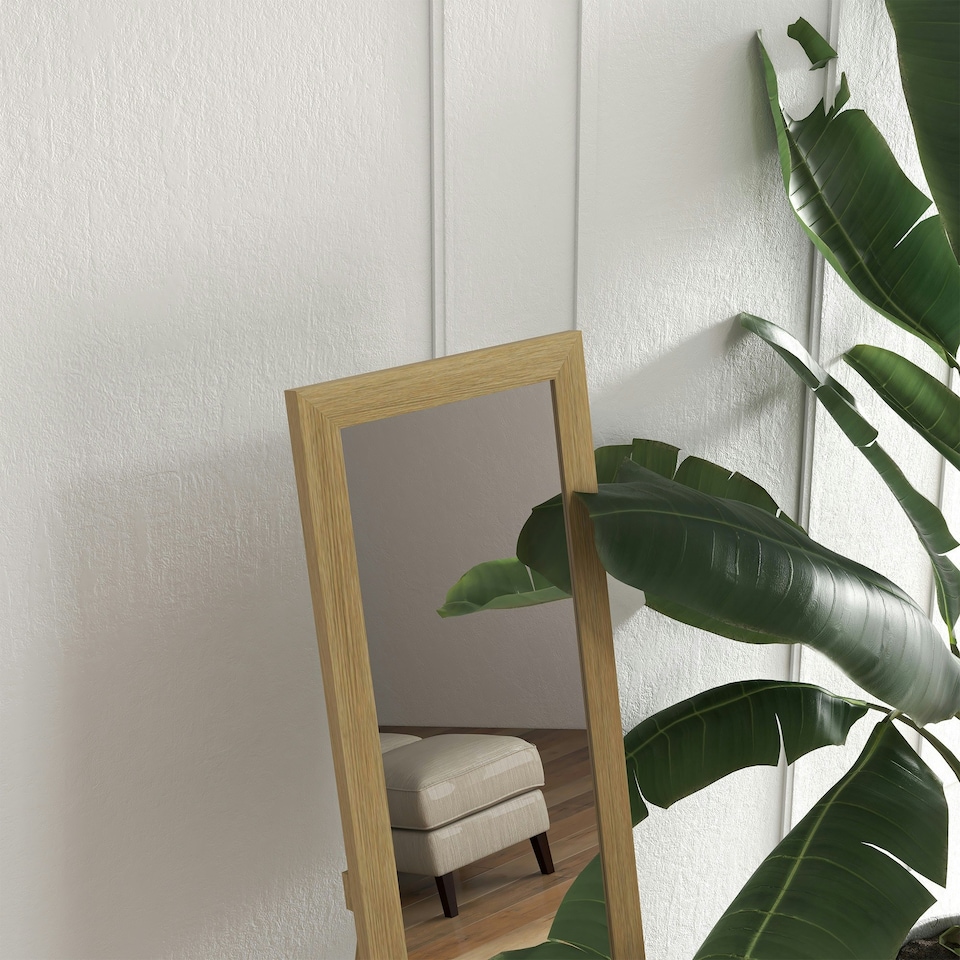 image 1 of HOMCOM Full Length Mirror Farmhouse Wall Mirror Hanging Freestanding Natural