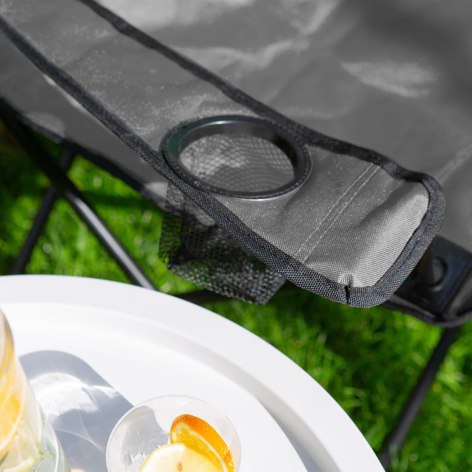 image 1 of Harbour Housewares Folding Canvas Camping Chairs - Matt Black/Beige - Pack of 4
