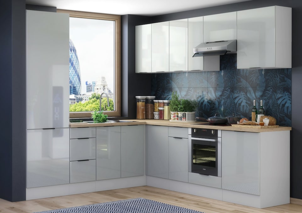 image 1 of Luna Kitchen End Panel Left Right Universal Wall Unit Grey Gloss 3000x720mm